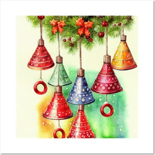 Christmas bells watercolor Posters and Art